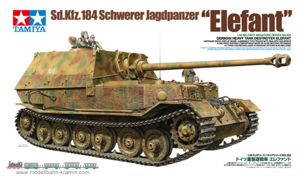 Tamiya 35325, EAN 2000003567027: 1:35 Scale Kit, German Fighter Tank Elefant