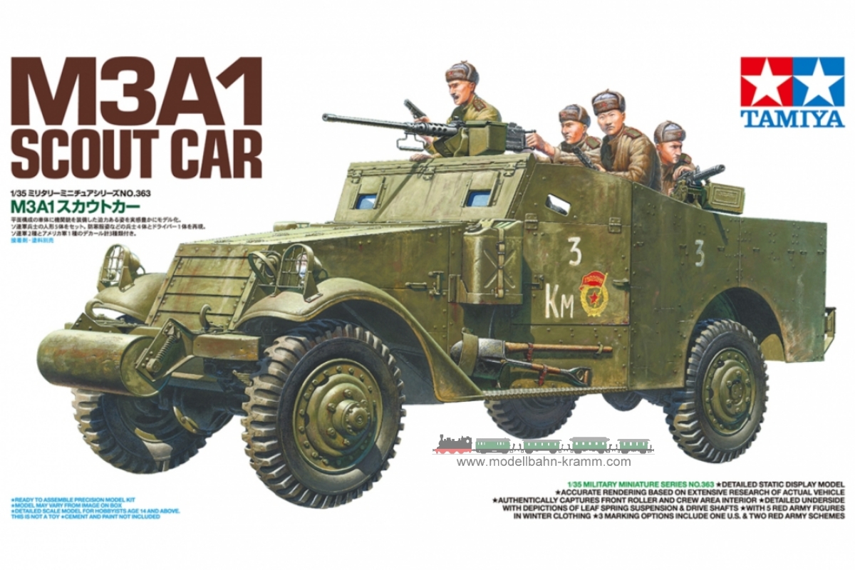 Tamiya 35363, EAN 4950344353637: 1/35th scale kit, US M3A1 Scout car.