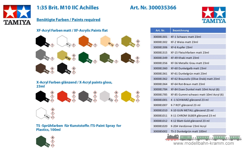 Tamiya 35366, EAN 4950344353668: 1:35 Scale Kit, British M10 IIC Achilles