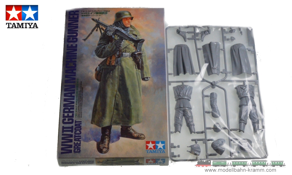 Tamiya 36306, EAN 4950344363063: 1:16 Bausatz, WWII Figur Deutscher Soldat mit Mantel und MG