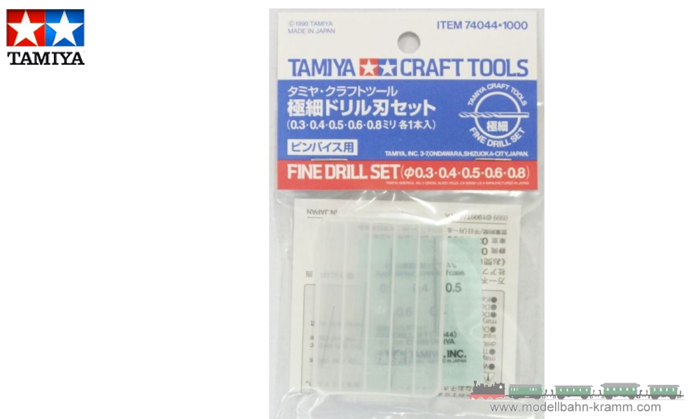 Tamiya 74044, EAN 4950344740444: Bohrer-Set 0,3 - 0,6,+ 0,8mm