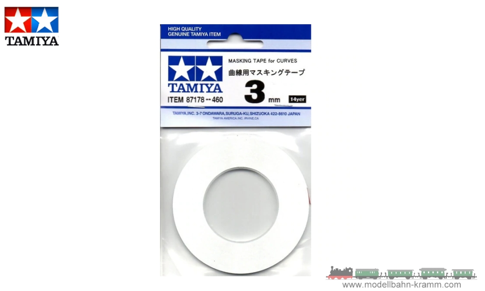 Tamiya 87178, EAN 4950344871780: Masking Tape 3mm/20m f.Rdg