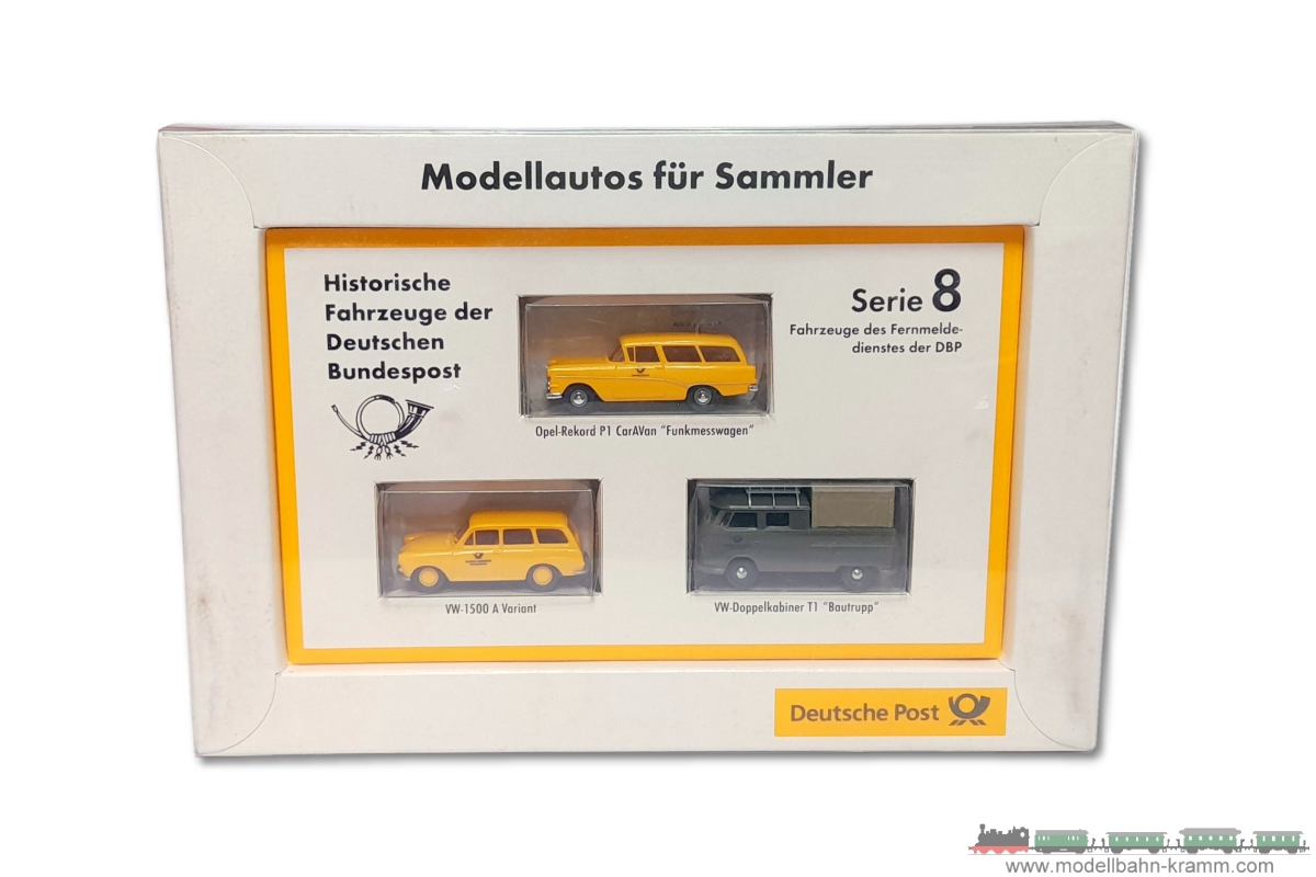 1A.second hand goods 087.0000008.002, EAN 2000075534088: Brekina H0 0000008 Drei Historische Fahrzeuge der Deutschen Bundespost Serie 8