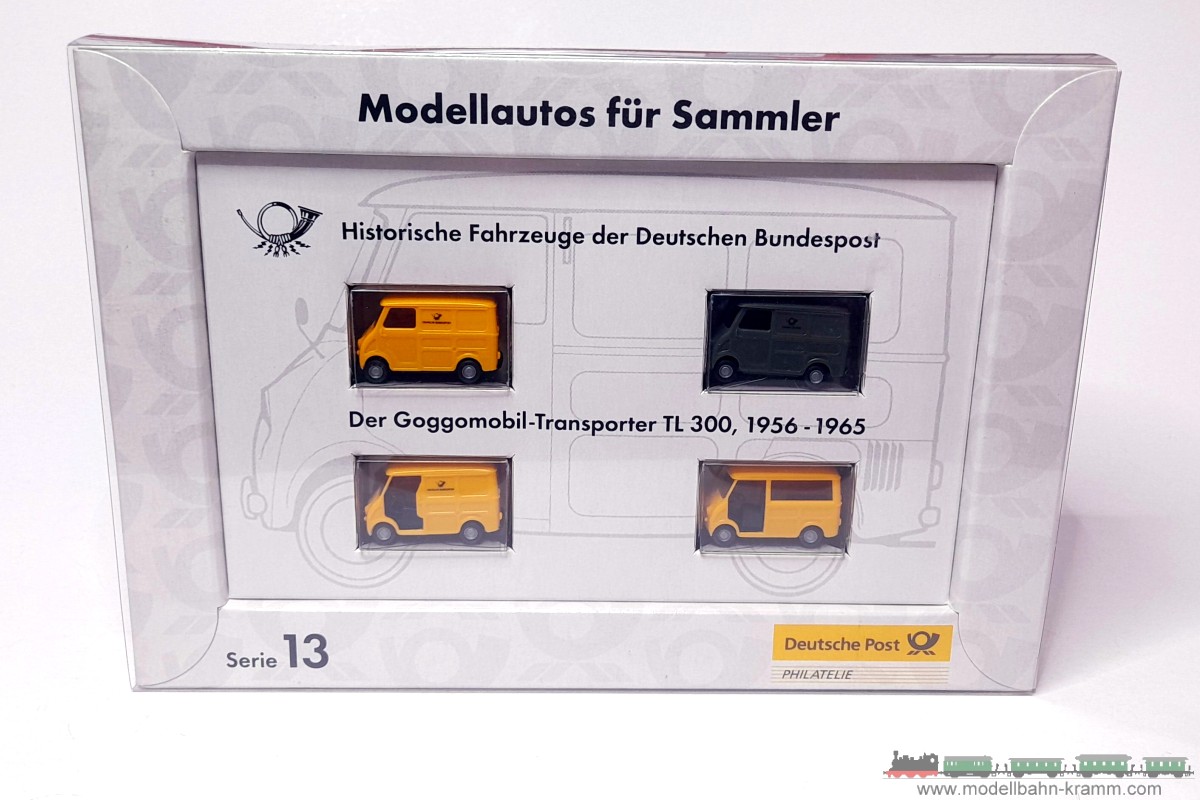1A.Gebrauchtware 087.0000013.001, EAN 2000075512659: Brekina H0 0000013 Vier Historische Fahrzeuge der Deutschen Bundespost Serie 13