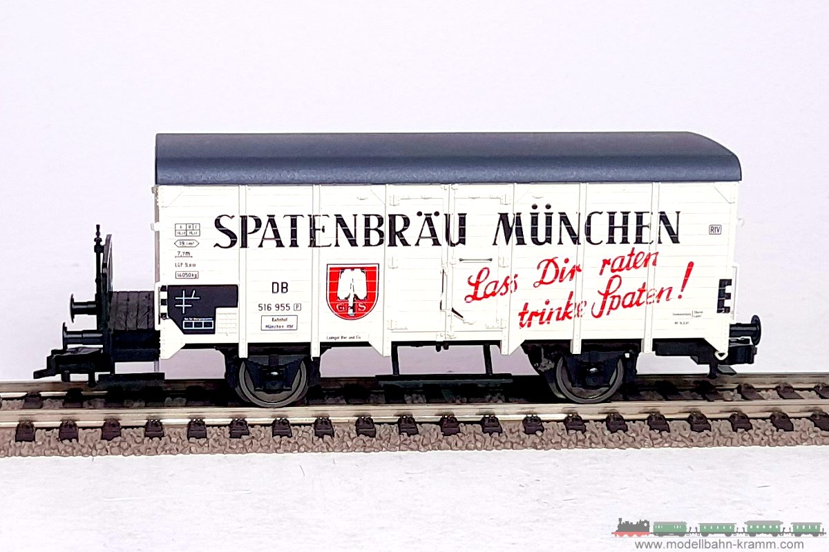 1A.second hand goods 240.0005347.K01, EAN 2000075551559: Fleischmann H0 DC 5347K Kühlwagen mit Bremserbühne Spatenbräu München
