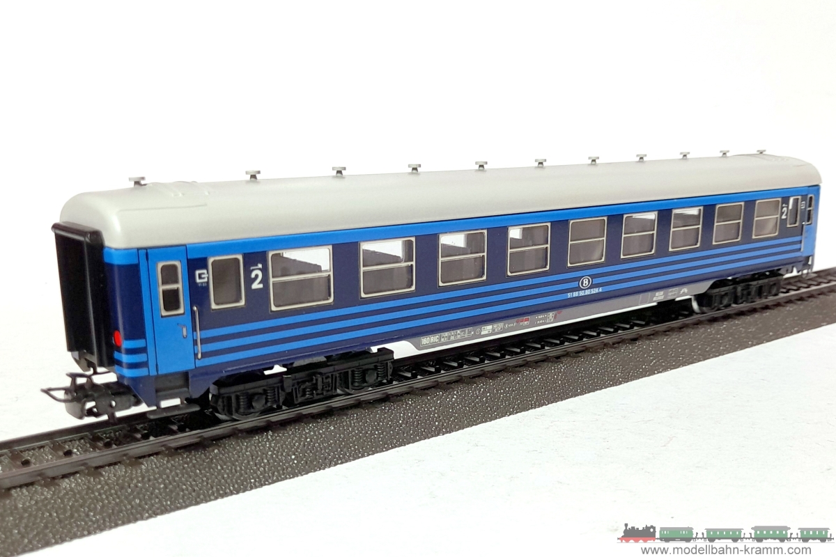 1A.second hand goods 540.0004116.002, EAN 2000075535191: Märklin H0 AC 4116 Liegewagen 2 Klasse hellblau/blau SNCB