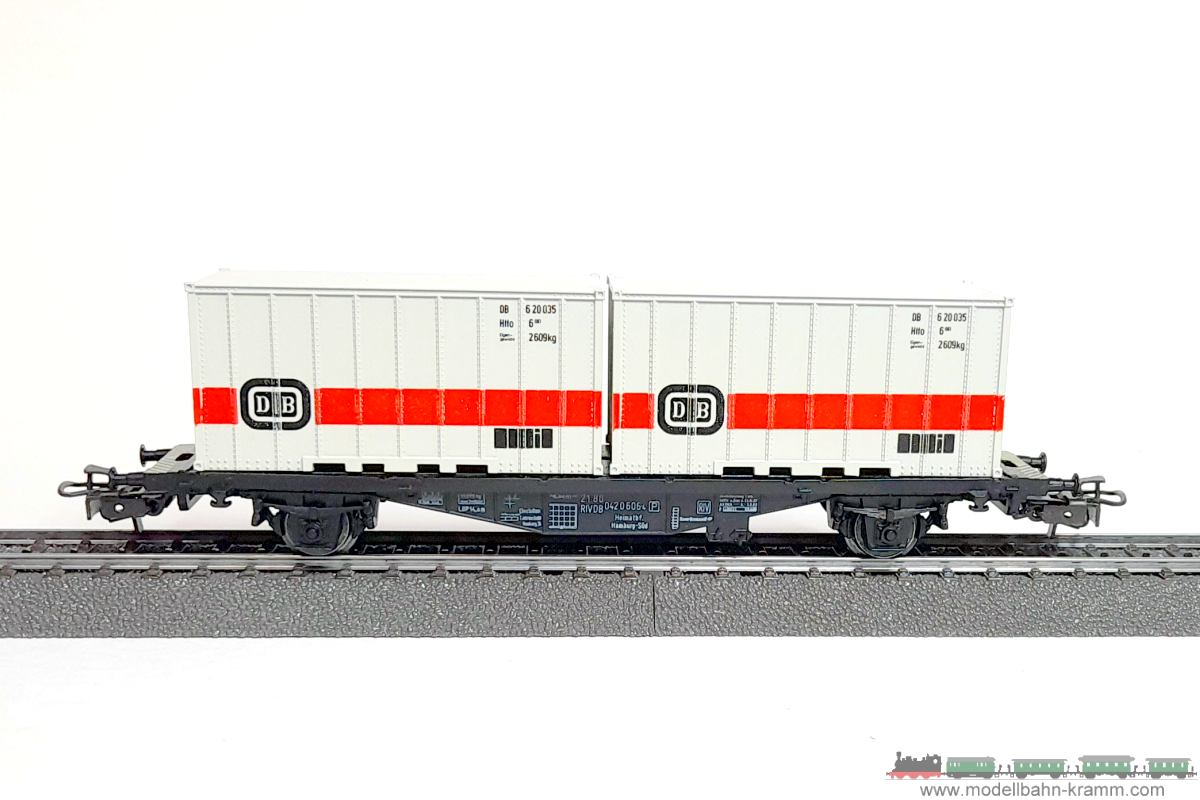 1A.Gebrauchtware 540.0004664.001, EAN 2000075558824: Märklin H0 AC 4664 Containerwagen 2-achsig mit 2 Bundesbahn-Containern DB