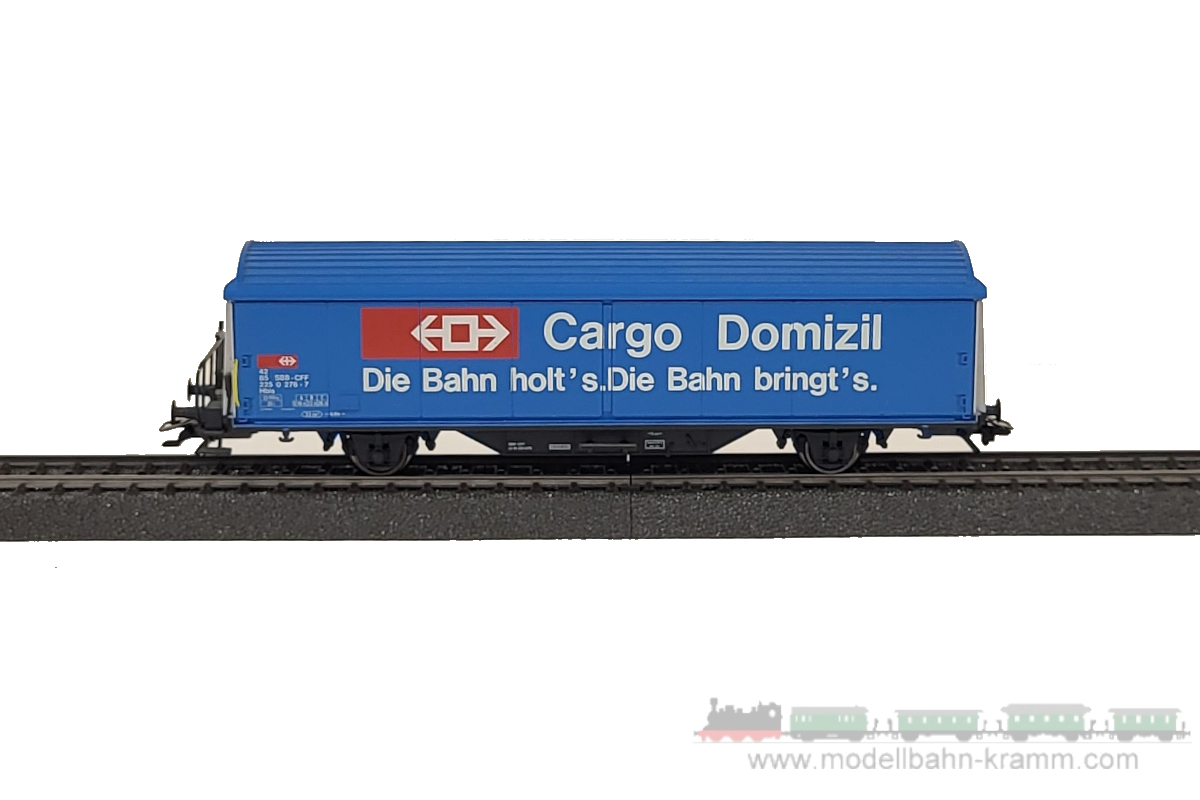 1A.second hand goods 540.0004735.001, EAN 2000075649058: Märklin H0 AC 4735 gedeckter Güterwagen Hbis Cargo Domizil blau SBB