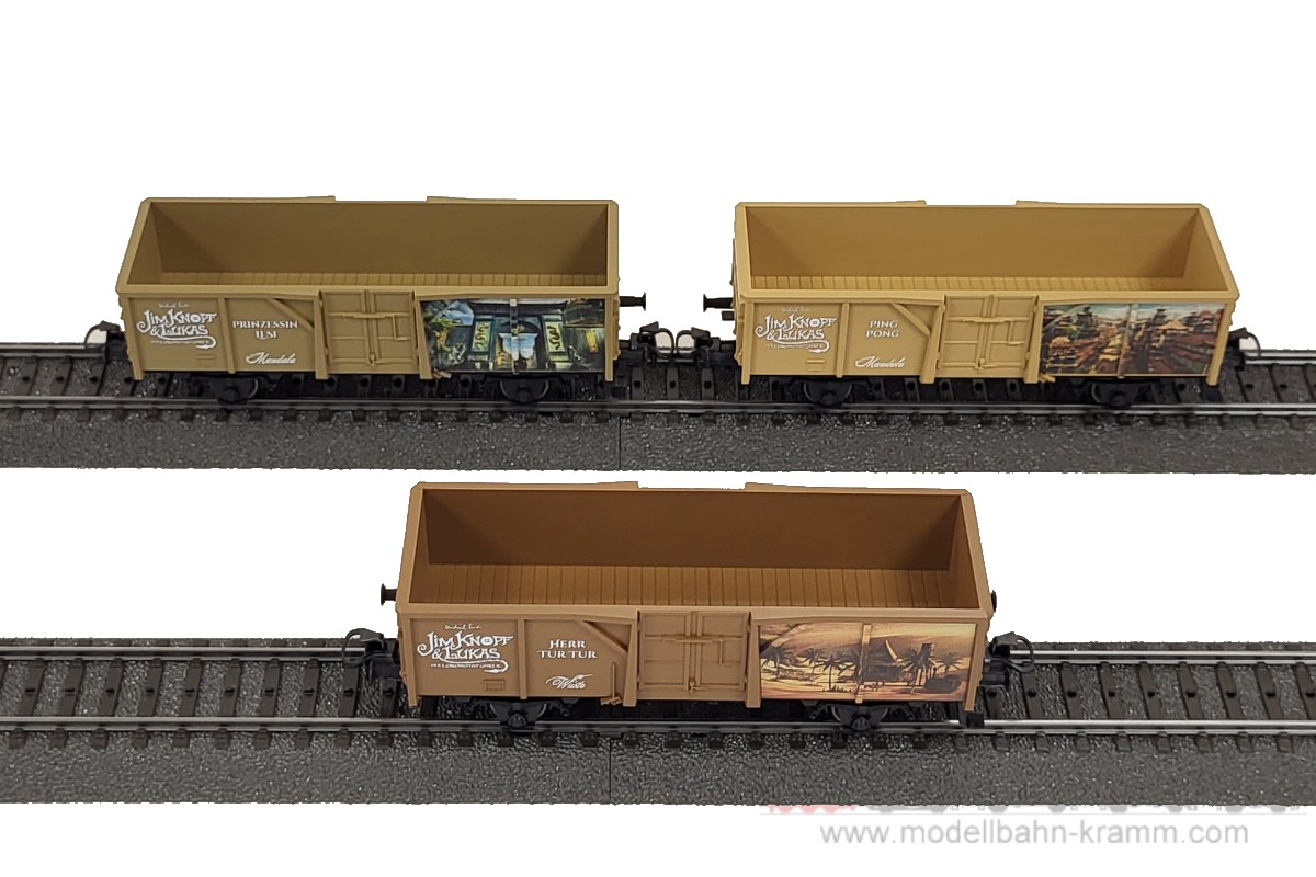 1A.second hand goods 540.0044816.001, EAN 2000075632142: Märklin H0 AC 44816 Jim Knopf offenes Güterwagen-set 2, 3-teilig