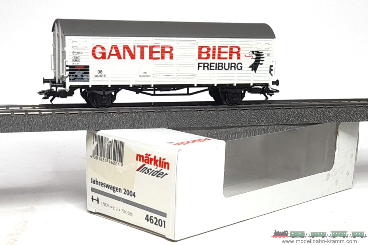 1A.second hand goods 540.0046201.004, EAN 2000075563729: Märklin H0 AC 46201 Gedeckter Güterwagen Ganter Bier DB