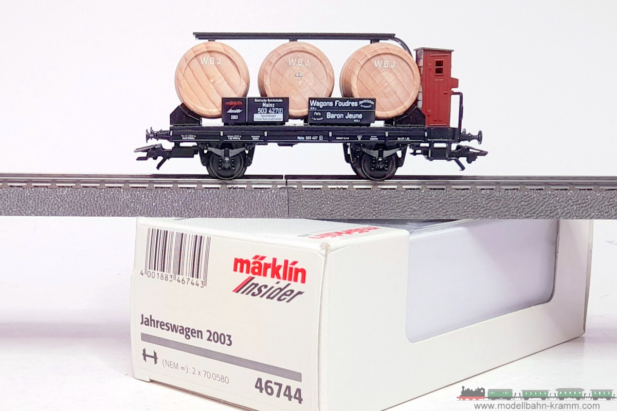 1A.second hand goods 540.0046744.003, EAN 2000075557988: Märklin H0 AC 46744 Weinfasswagen mit Bremserhaus 2-achsig DB