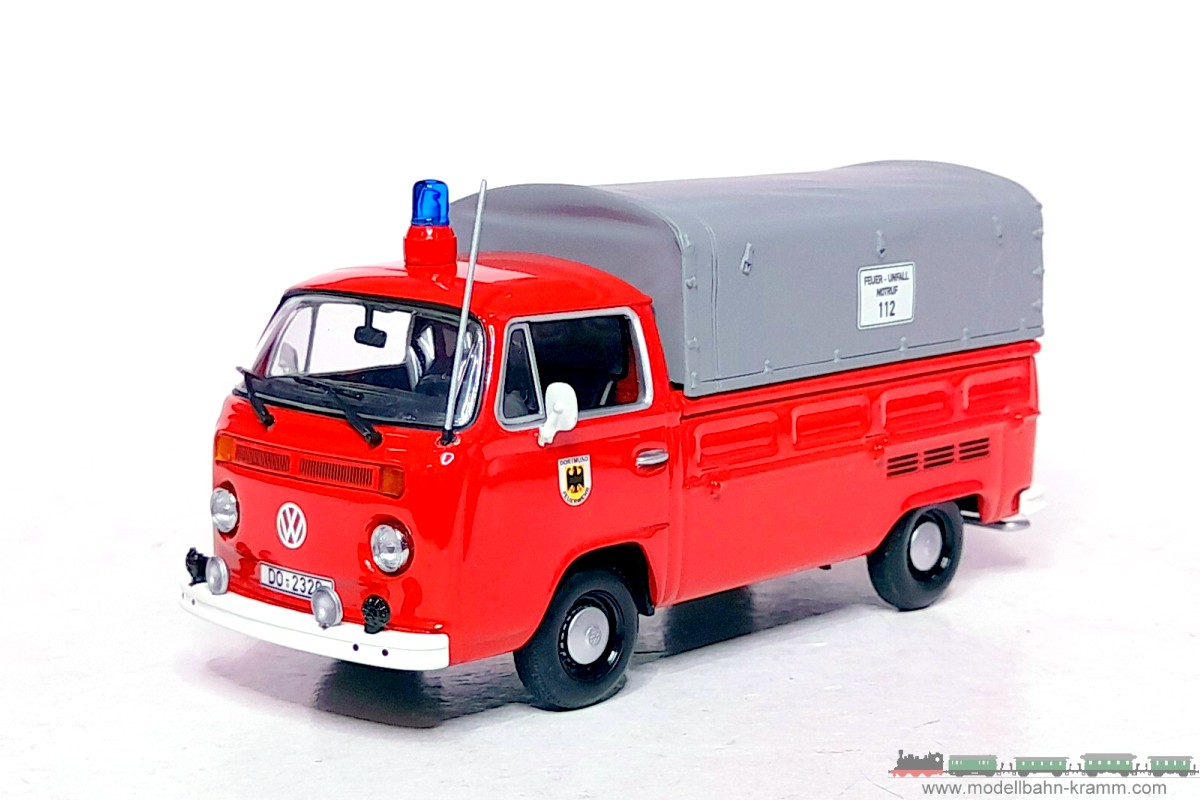 1A.Gebrauchtware 599.0053290.001, EAN 2000075557032: Minichamps 1:43 400053290 VW T2 Pritschenwagen Feuerwehr Dortmund 1972