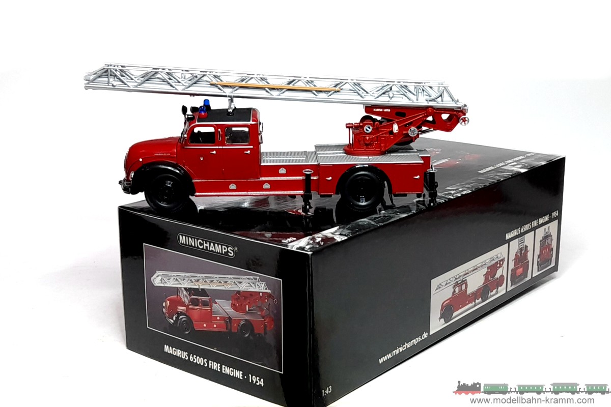 1A.Gebrauchtware 599.0140070.001, EAN 2000075557216: Minichamps 1:43 439140070 Magirus 6500 S Drehleiter Feuerwehr Ulm