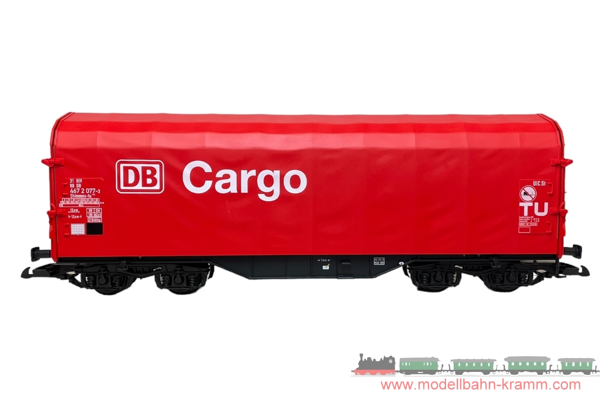 1A.second hand goods 650.0037700.001, EAN 2000075606600: Piko G DC 37700 Schiebeplanenwagen Shimmns 4-achsig verkehrsrot DB-Cargo