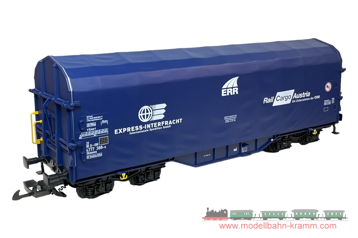 1A.second hand goods 650.0037701.001, EAN 2000075606594: Piko G DC 37701 Schiebeplanenwagen Shimmns 4-achsig blau ERR Rail Cargo Austria