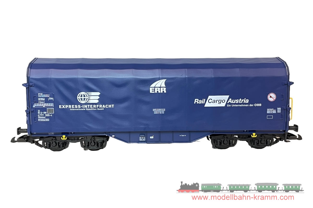 1A.second hand goods 650.0037701.001, EAN 2000075606594: Piko G DC 37701 Schiebeplanenwagen Shimmns 4-achsig blau ERR Rail Cargo Austria