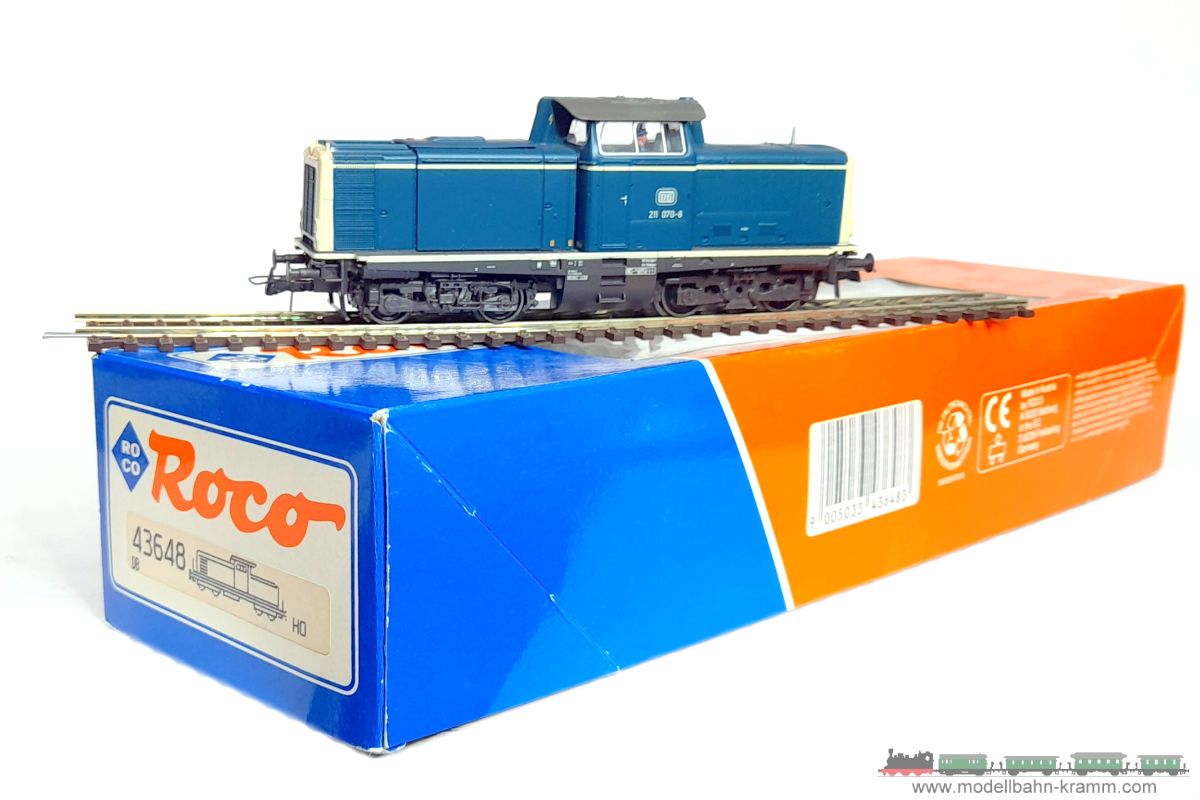 1A.Gebrauchtware 711.0043648.002, EAN 2000075547835: Roco H0 DC analog 43648, Diesellok BR 211 070+8 ozeanblau der DB