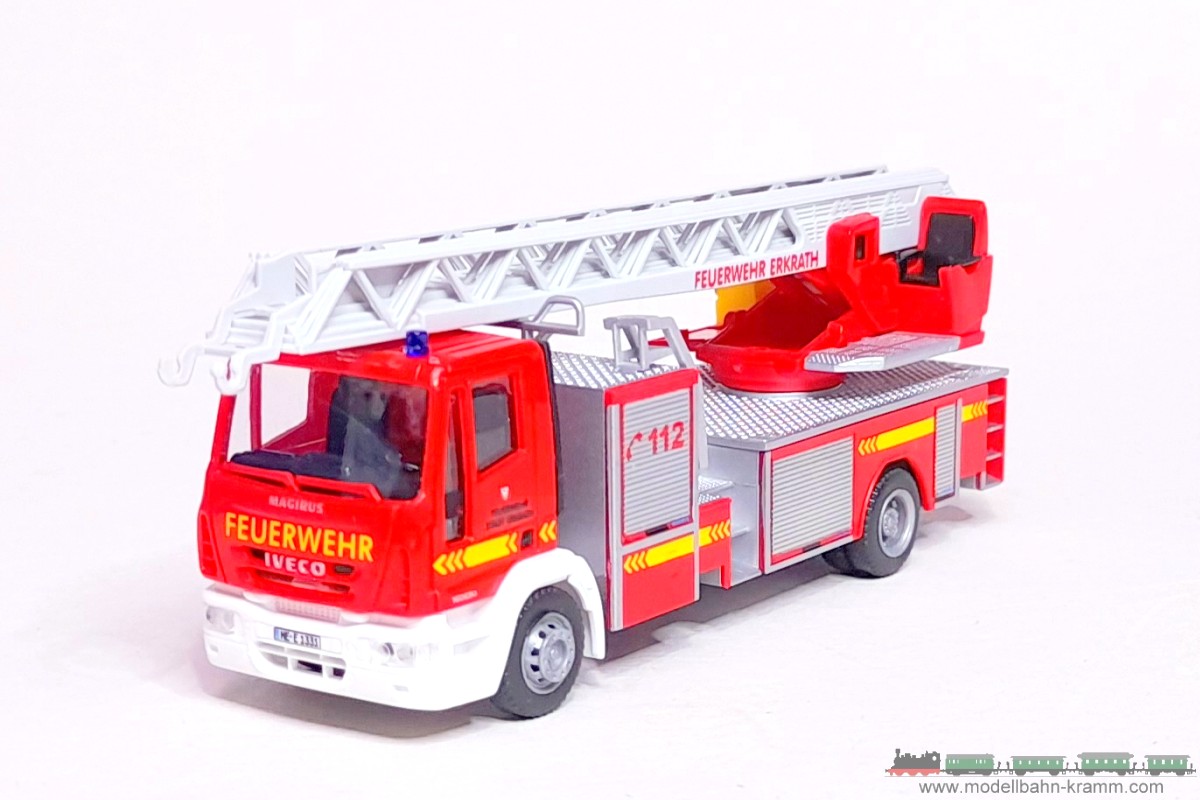 1A.Gebrauchtware 735.0068518.001, EAN 2000075557599: Rietze H0 68518 Iveco Magirus DLK M 32 L Feuerwehr Erkrath (Mettmann).