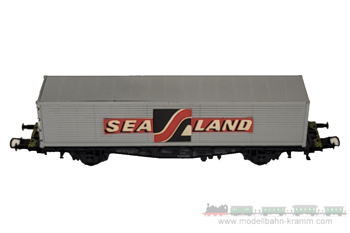 1A.second hand goods 743.0002011.002, EAN 2000075578754: Röwa H0 DC 2011 Containertragwagen SEALAND silber DB