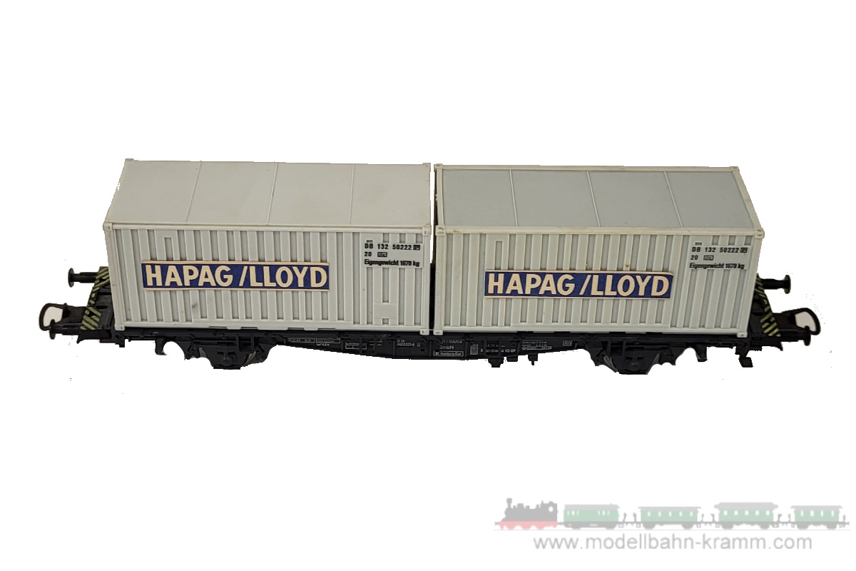 1A.second hand goods 743.0002012.001, EAN 2000075579003: Röwa H0 DC 2012 Containertragwagen HAPAG/LLOYD DB