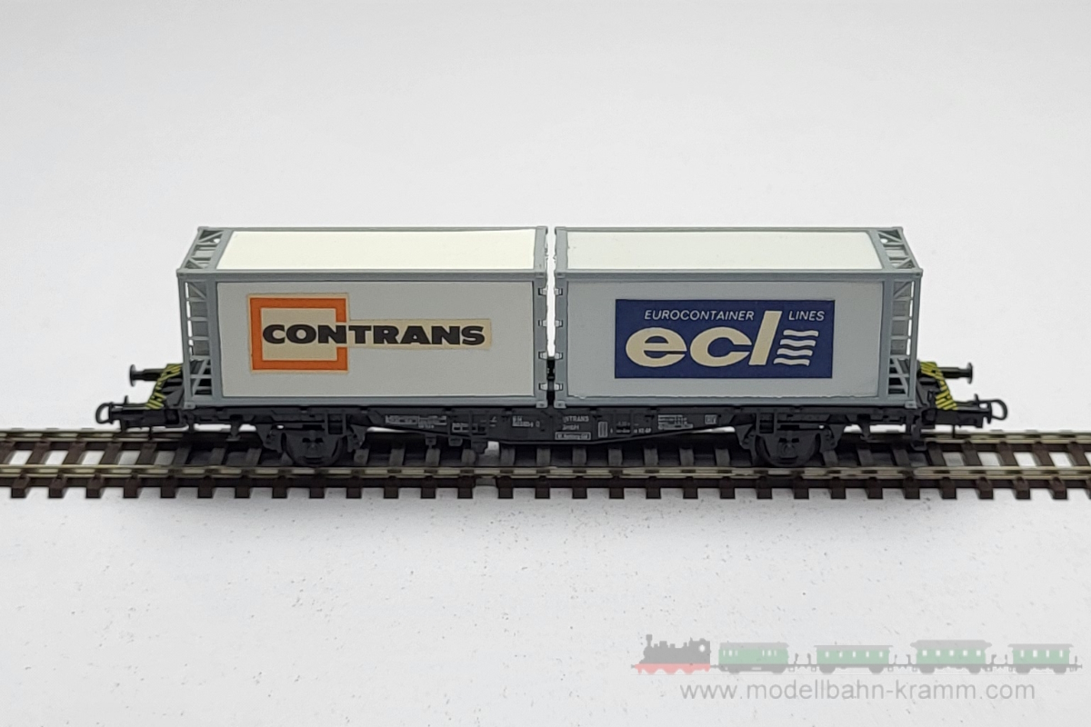 1A.Gebrauchtware 743.0002013.003, EAN 2000075580924: Röwa H0 DC 2013 Containertragwagen ECL/CONTRANS  DB