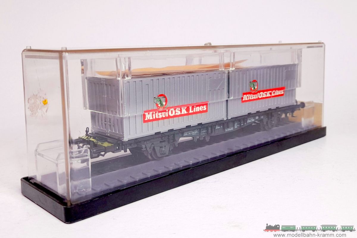 1A.second hand goods 743.0002305.001, EAN 2000075548436: Röwa H0 DC 2305 Containertragwagen Mitsui O.S.K. Lines DB