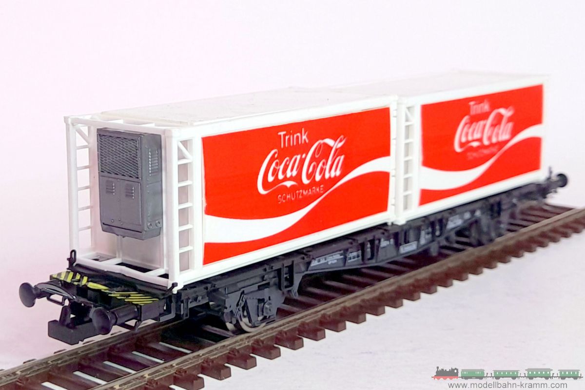 1A.Gebrauchtware 743.0002315.001, EAN 2000075548429: Röwa H0 DC 2315 Containertragwagen Coca Cola DB