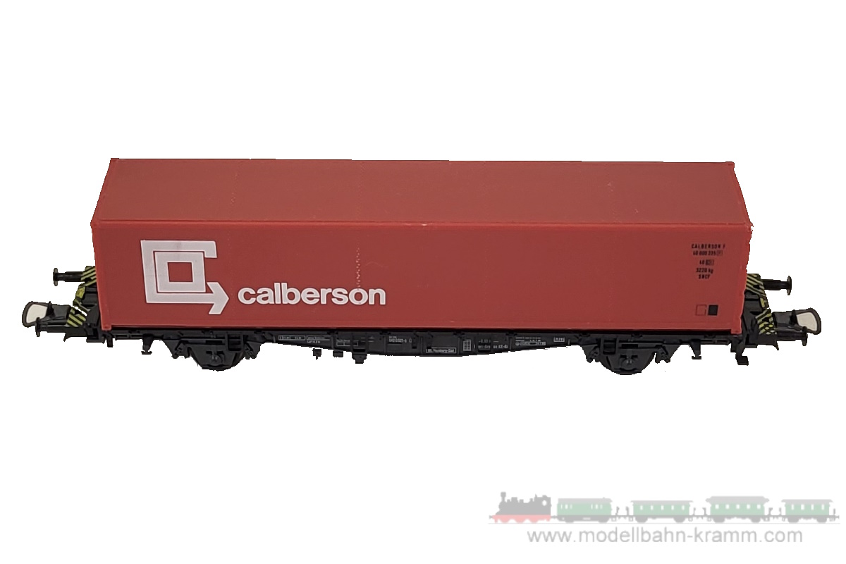 1A.Gebrauchtware 743.0002321.002, EAN 2000075579034: Röwa H0 DC 2321 Containertragwagen CALBERSON rot DB