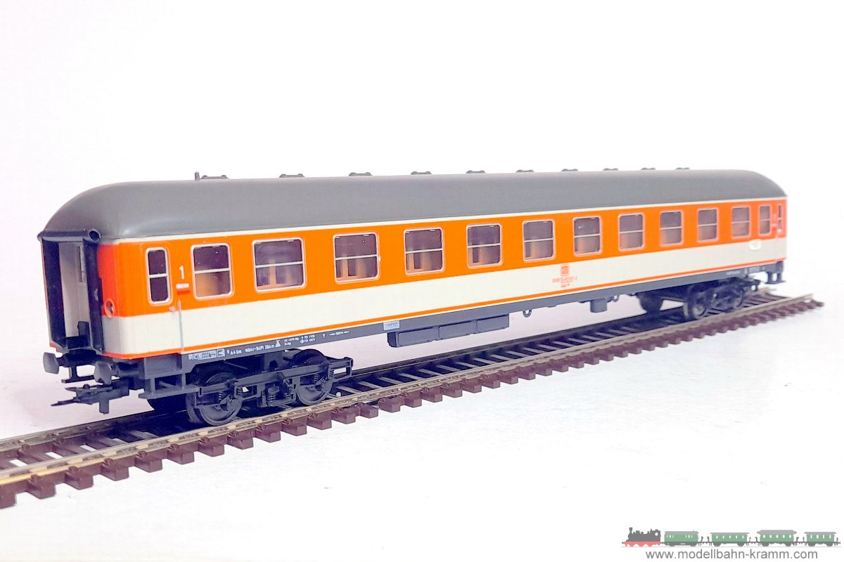 1A.second hand goods 743.0003212.001, EAN 2000075550378: Röwa H0 DC 3212 Schnellzugwagen 1.Klasse in Poplackierung orange/kieselgrau DB