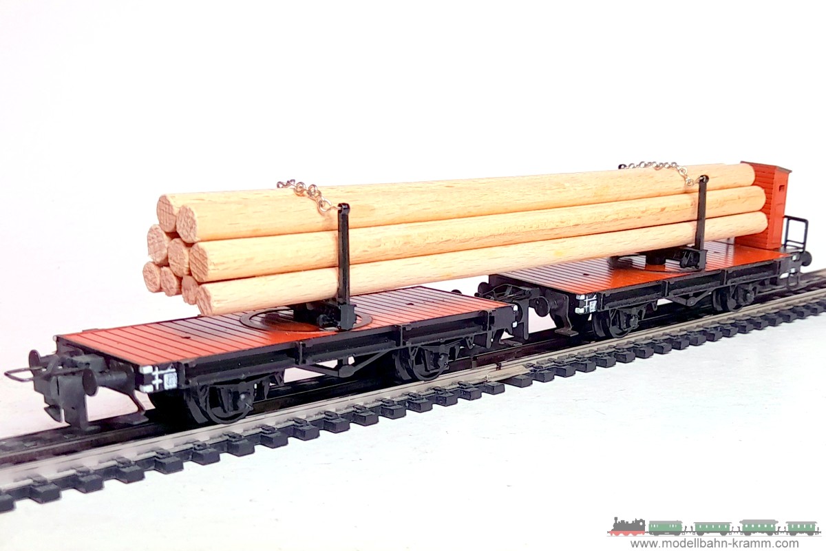 1A.Gebrauchtware 870.0003443.002, EAN 2000075556790: Trix-Express H0 DC 3443 Langholzwagen mit Holzladung