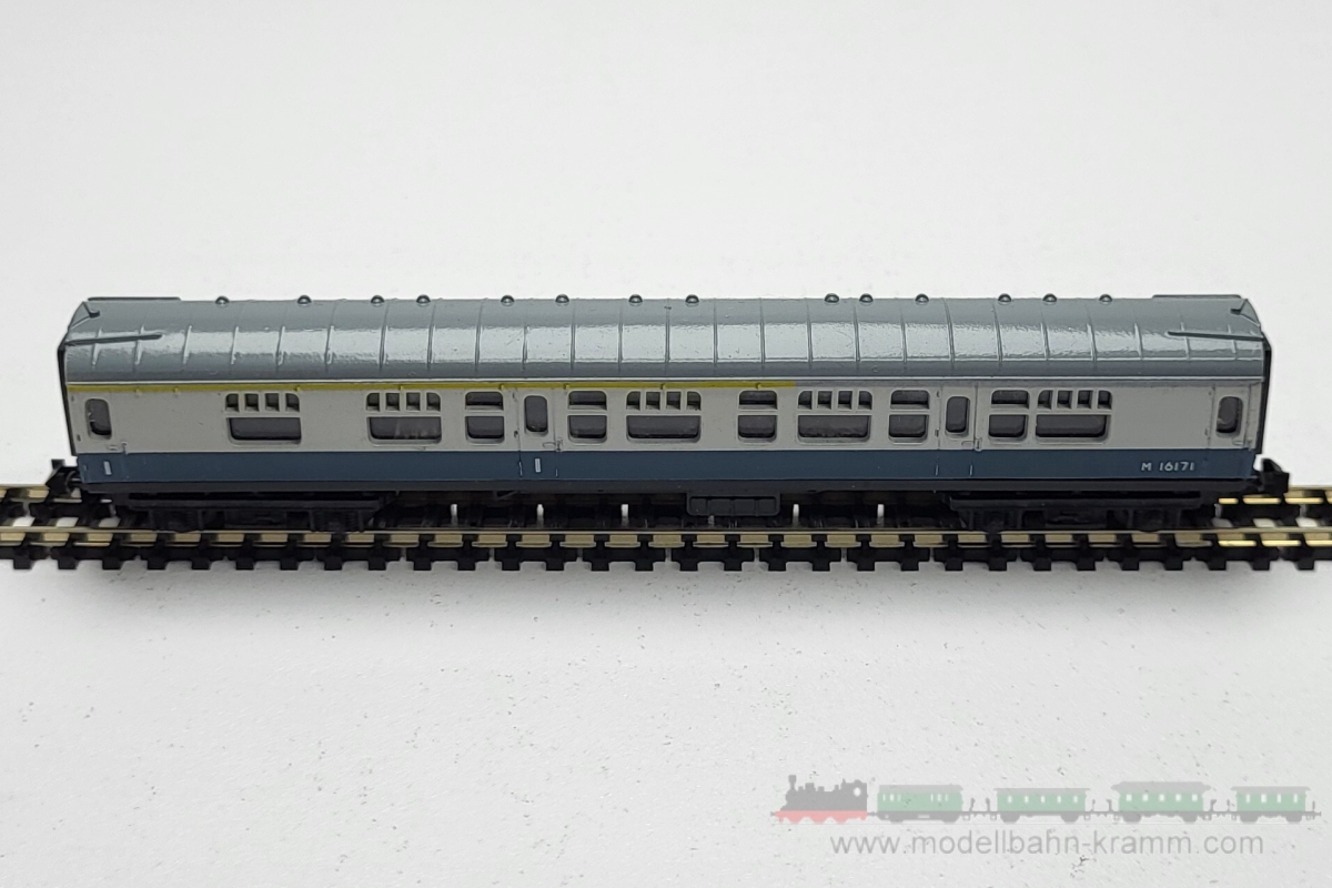1A.Gebrauchtware 870.0013003.001, EAN 2000075649980: Trix N 13003 Reisezugwagen MK 1 Corridor Composite Coach grau/blau British Railways