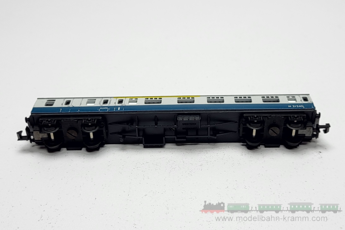 1A.Gebrauchtware 870.0013006.001, EAN 2000075649997: Trix N 13006 Reisezugwagen Mk 1 Brake Corridor Composite Coach mit Guard-Abteil  grau/blau British Railways