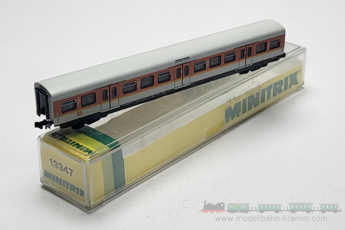 1A.Gebrauchtware 870.0013347.001, EAN 2000075654298: Minitrix N 13347 S-Bahn Großraumwagen Bx 794.2 orange/kieselgrau DB