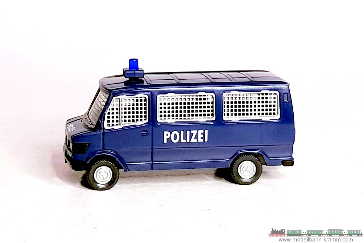 1A.Gebrauchtware 940.0086431.001, EAN 2000075561732: Wiking H0 086431 MB 207D Polizei Gruppenkraftwagen blau mit Schutzgittern