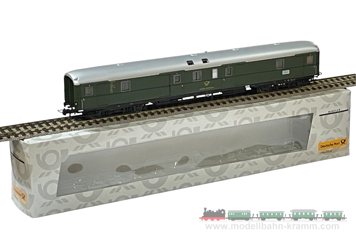 1A.Gebrauchtware 990.0010205.001, EAN 2000075451781: H0 DC analog Dingler 010205 Bahnpostwagen 4-achsig grün DBP