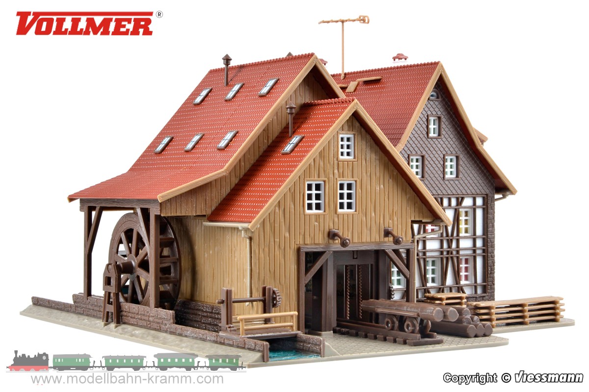 Vollmer 47713, EAN 4026602477138: N Tonbachmühle mit Mühlrad und Sägegatter