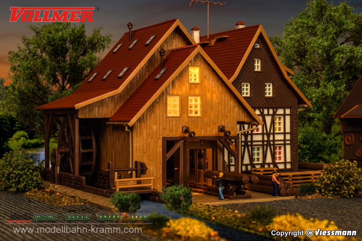 Vollmer 47713, EAN 4026602477138: N Tonbachmühle mit Mühlrad und Sägegatter