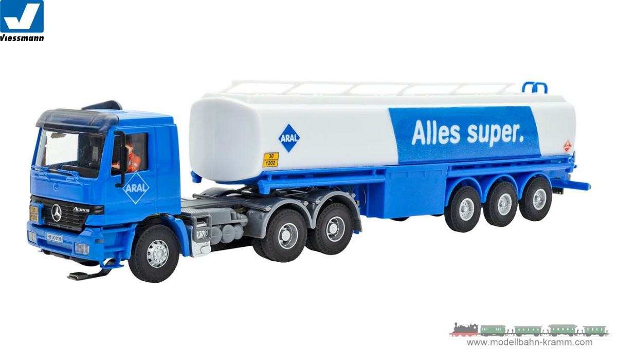 Viessmann 8033, EAN 4026602080338: H0 MB ACTROS 3-axle tractor with ARALtanker semitrailer, basic, fu