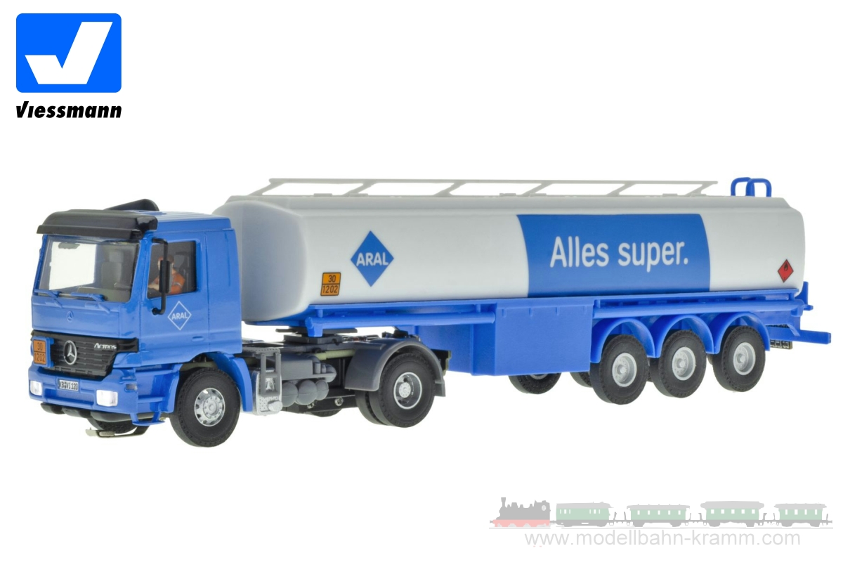 Viessmann 8120, EAN 4026602081205: H0 MB ACTROS 2-achs Zugmaschine mit ARAL Tankauflieger, Funktionsmodell