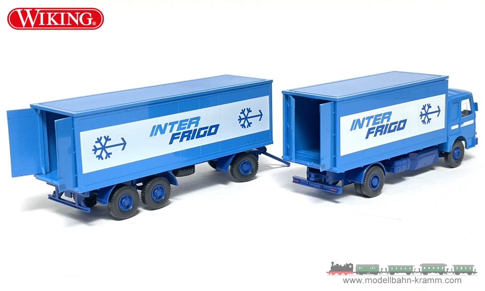 Wiking 045801, EAN 4006190458016: H0/1:87 MAN Kühlkoffer-Hängerzug Interfrigo