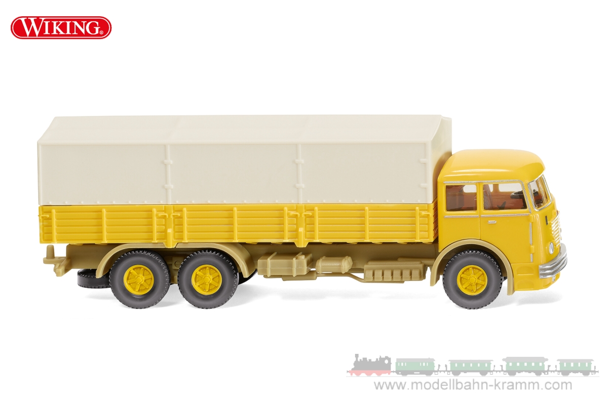 Wiking 047904, EAN 4006190479042: 1:87 Flatbed lorry (Büssing 12.000) - mustard yellow 1951-1954