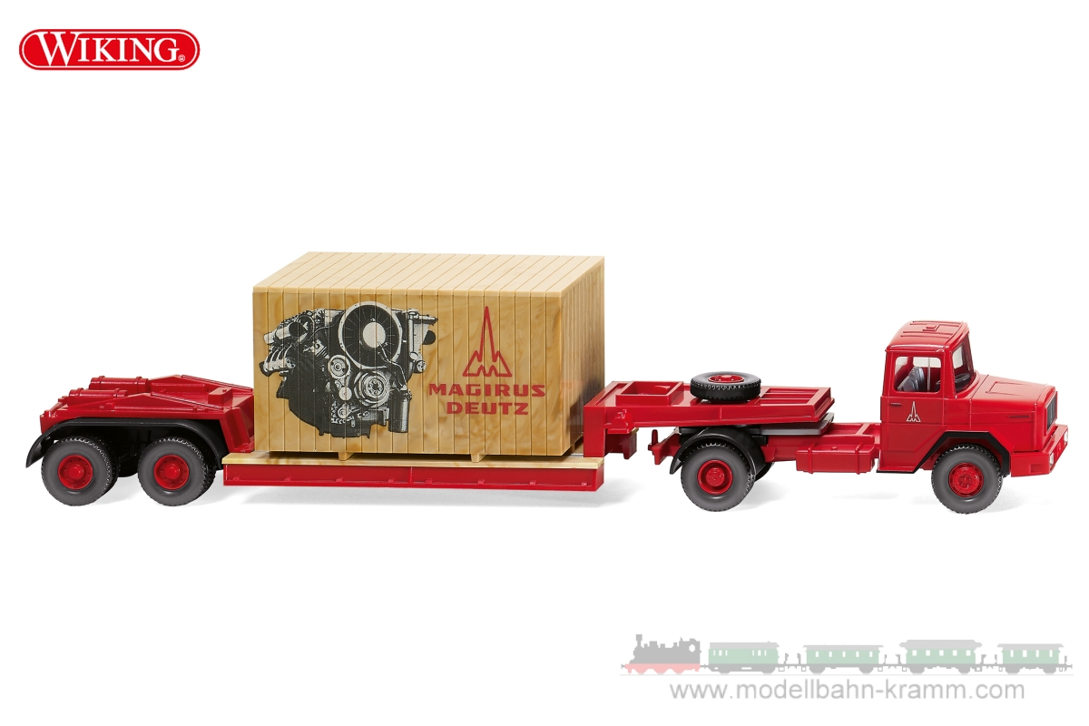 Wiking 050305, EAN 4006190503051: 1:87 Low-loader truck-trailer comb. (Magirus Deutz) Magirus 1970
