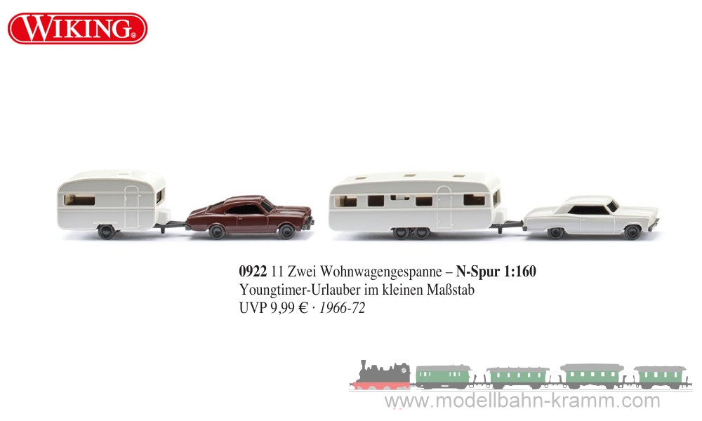 Wiking 092211, EAN 4006190922111: Zwei Wohnwagengespanne