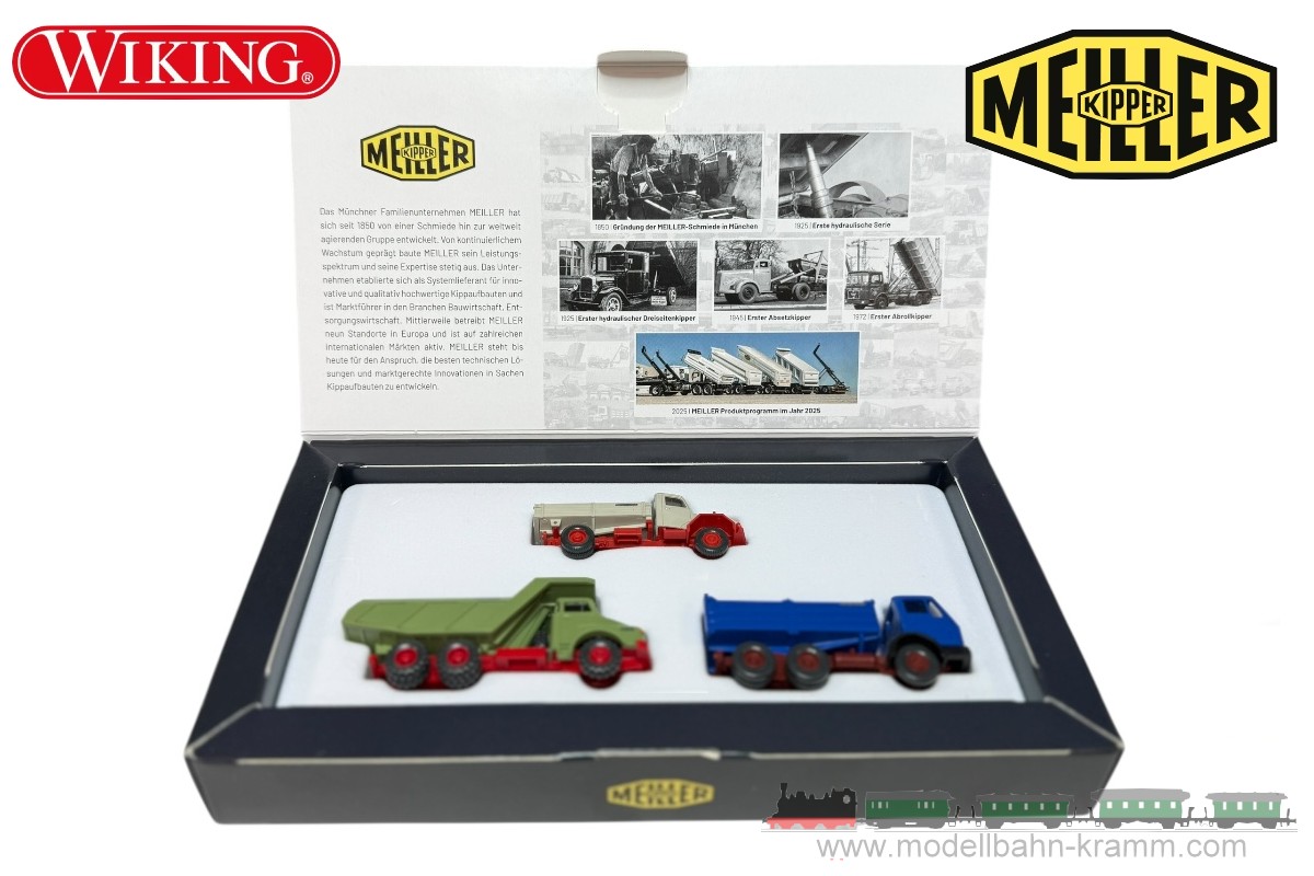 Wiking 899743, EAN 2000075829573: Set 175 Jahre Meiller Kippfahrzeuge