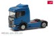 Herpa 307642-004, EAN 4013150356947: Scania CR 20 Niedrigdach Zugmachine 2achs, blau