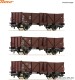 Roco 6600075, EAN 9005033066048: H0 DC 3-tlg. Set: Offene Güterwagen, DB III