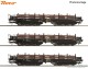Roco 6600263, EAN 9005033386795: H0 DC 3-tlg. Set: Schwerlast-Flachwagen NS