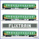 Tillig 70045, EAN 4012501700453: H0 DC Reisezugwagenset Flixtrain, bestehend aus drei Reisezugwagen, Bauart Halberstadt